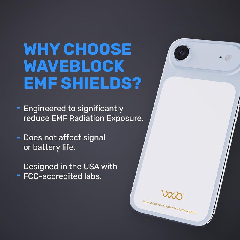 WAVEBLOCK EMF Blocker for Cell Phone - Made for iPhone 17 Air - The Only Patented, Real Scientifically Backed, Lab-Tested 5G-Shield Sticker to Protect You & Your Loved Ones - USA Made White - Image 3